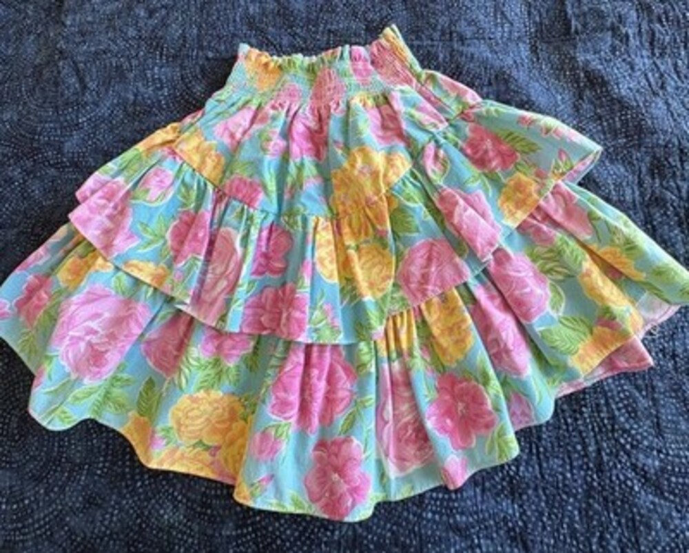Vintage 80’s Gitano Girls Floral Tiered Layered Elastic Waist Skirt M 10-12